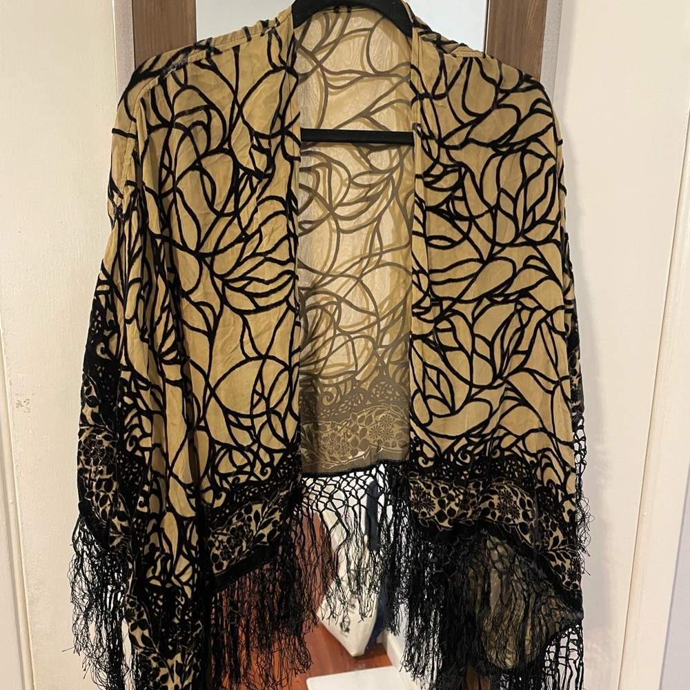 Velvet and silk burnout girl on a vine kimono - OS